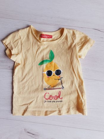 Vêtement fille tee-shirt manches courtes jaune citron Tissaia 3 ans