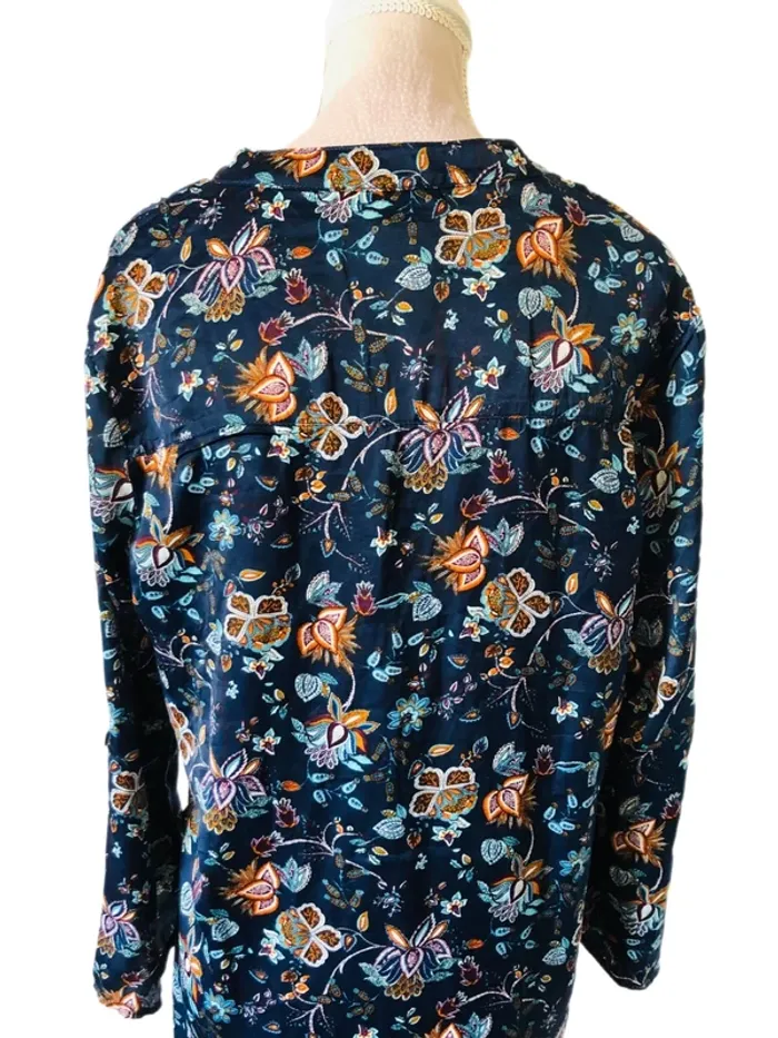 💐Tunique vintage bohème fleurie Goa S/36 Boho hippie chic floral silky Tunic💐 - photo numéro 11