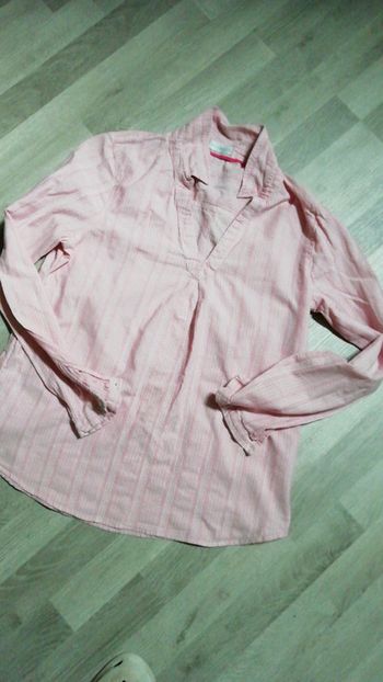Blouse rose fines rayures cache cache 38