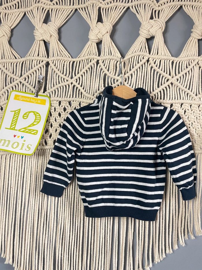 Gilet capuche rayé t.12m - photo numéro 2