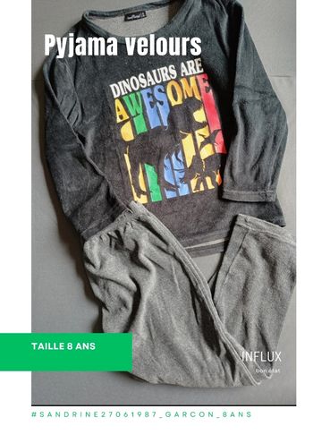 Pyjama velours dinausore 🎮 Taille 8 ans