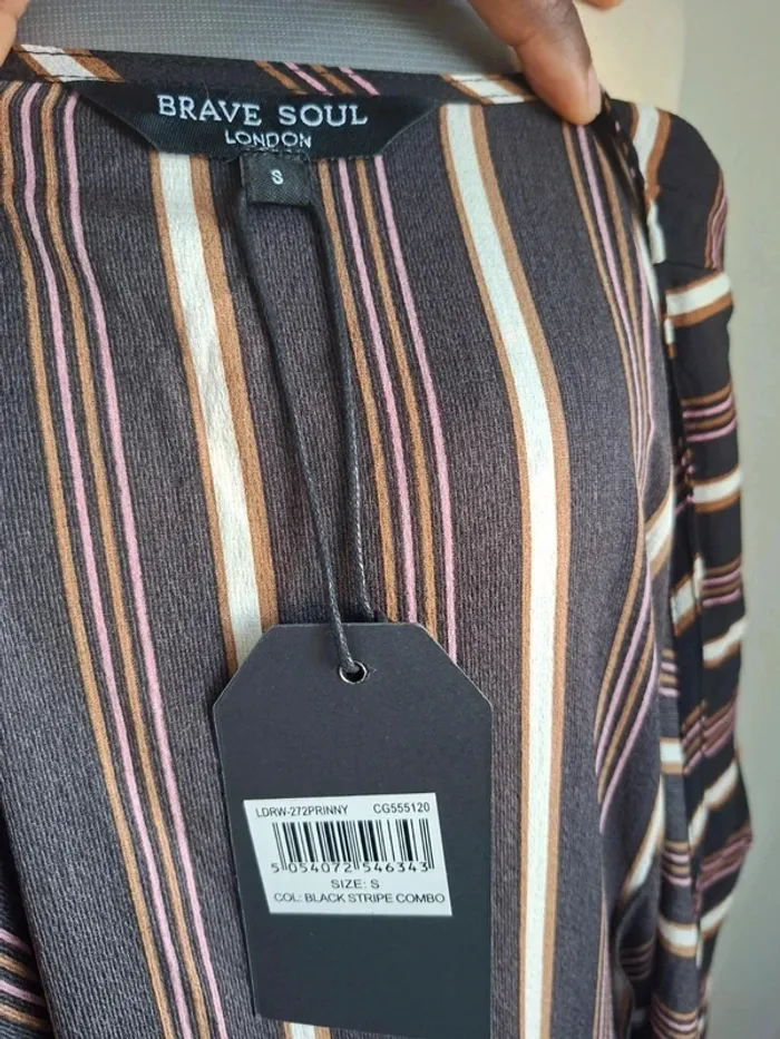 Robe rayée porte-feuille, look chic et fluide - Brave Soul, neuve, taille S - photo numéro 5