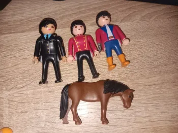 Playmobil Lot Personnages Vintage avec Cheval Brun