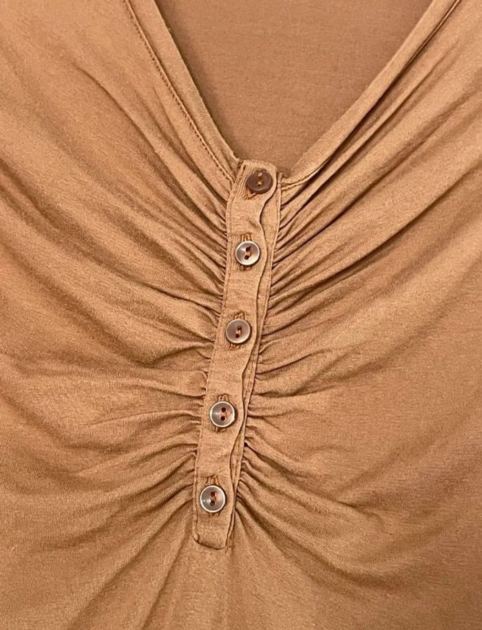 top femme marron collant col v - photo numéro 2