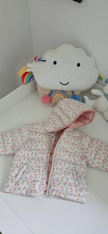 Doudoune blanche à fleurs Obaïbi 12 mois