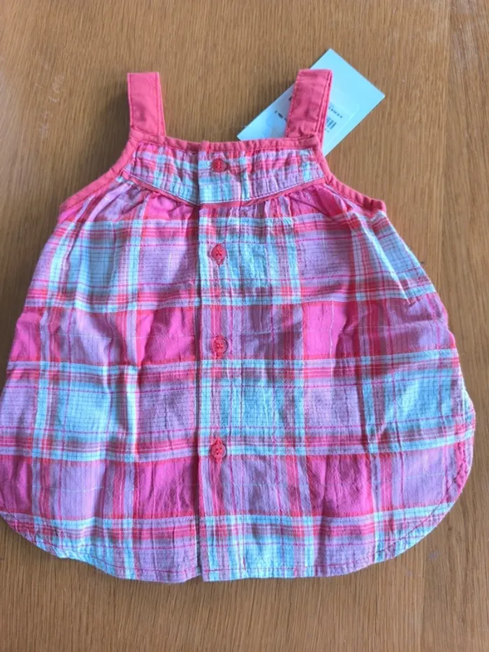 319125 débardeur rouge blanc fille 3 mois kitchoun - photo numéro 2