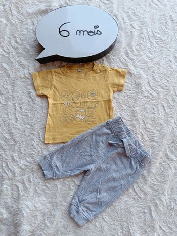 Ensemble (tee shirt manches courtes+jogging) Garçon 6 mois poissons