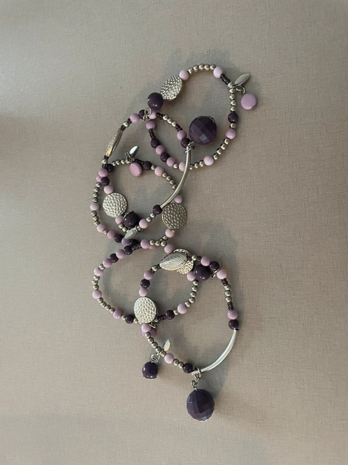 Lot 5 bracelets violet argent