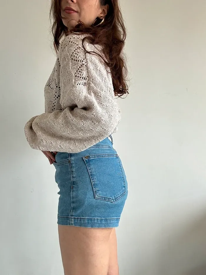 Pull vintage années 80 beige col V oversize taille M - photo numéro 6