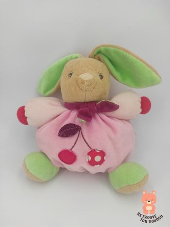 Doudou boule rose Lapin Kaloo Cerise