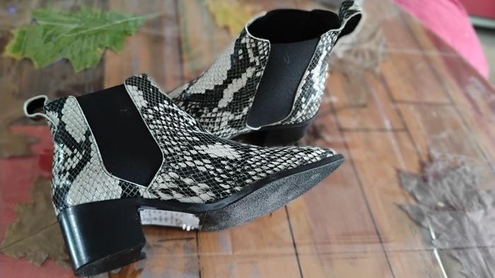 Chaussures femme boots Chelsea blanc/gris T 37 - photo numéro 6