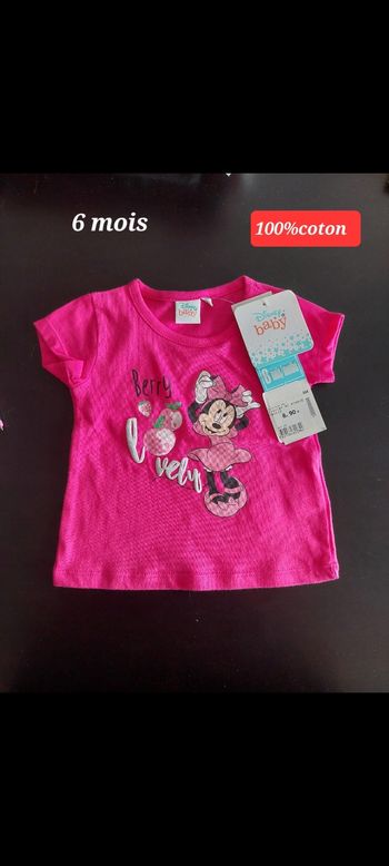 T-shirt fuchsia Minnie fille 6mois 