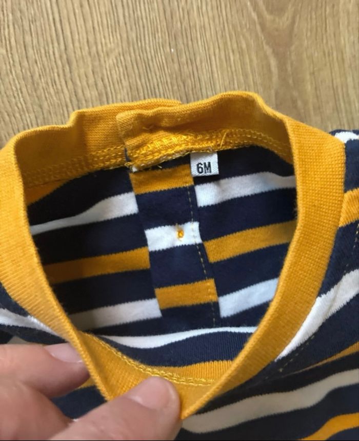 Ensemble 6 mois – t-shirt rayé + jogging doublé chaud - photo numéro 5