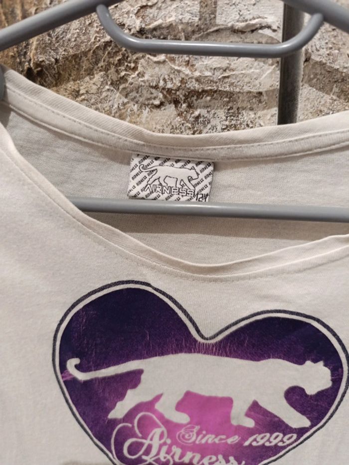 T-shirt Airness - blanc - coeur 💓- couture asymétrique - 💯 Coton - photo numéro 2