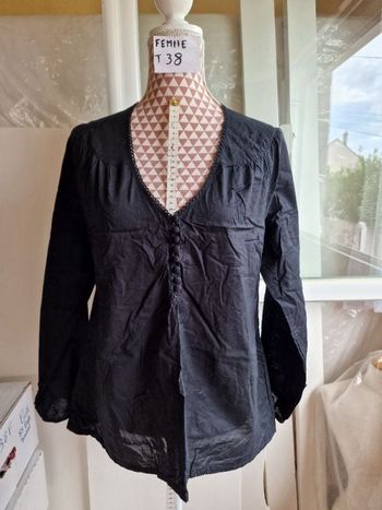 Blouse de grossesse, noir, en coton, neuve , longueur 63cm, marque Côté Femme =6€