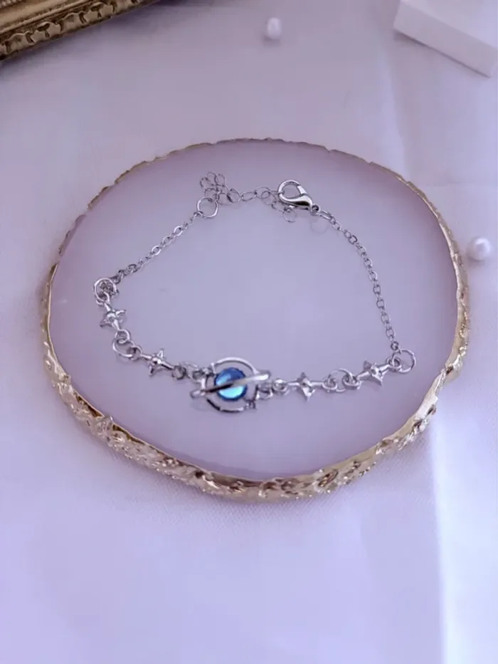 Bracelet chaîne avec bijoux pierre bleue - photo numéro 3