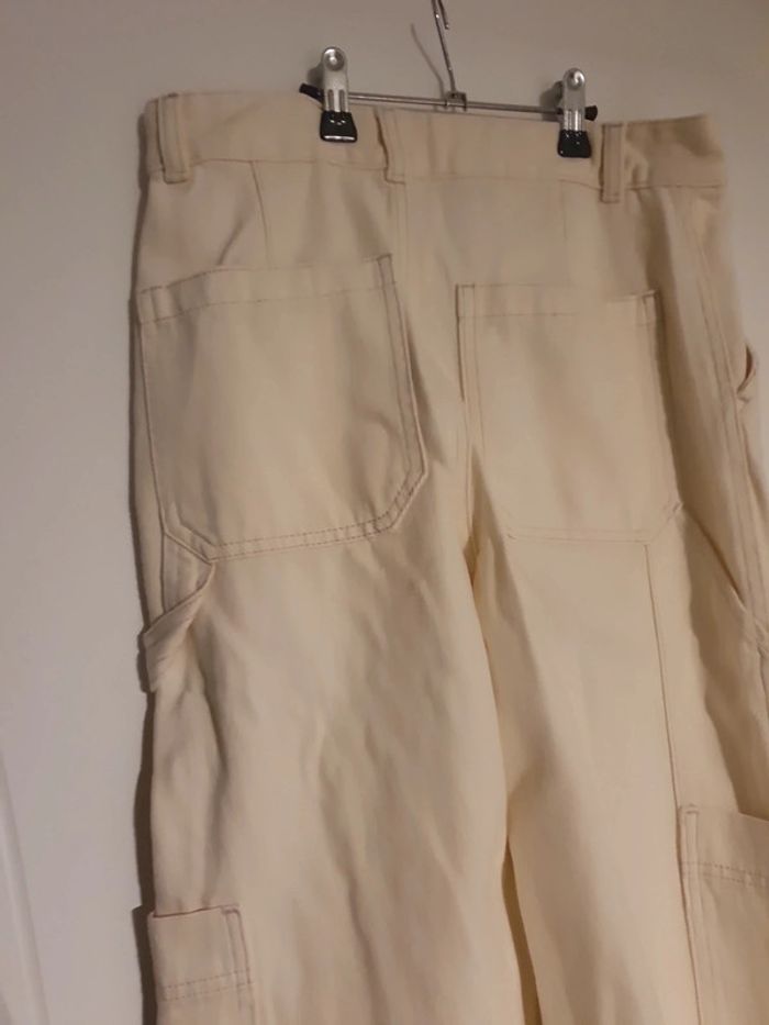 Pantalon cargo jean Ecru