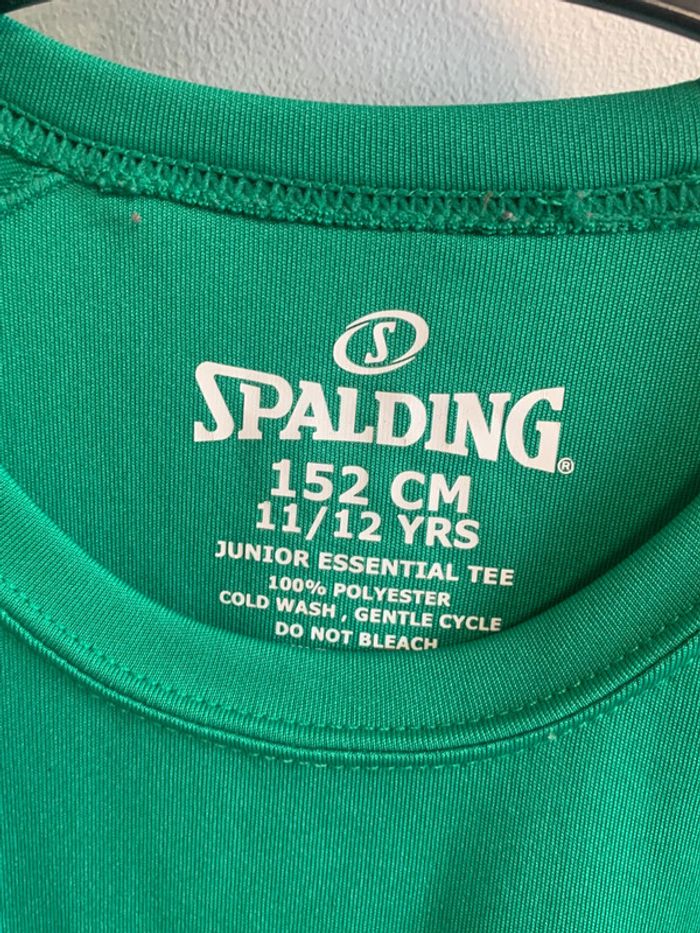 Maillot sport vert 12 ans polyester sans repassage Spalding foot/tennis/running - photo numéro 3