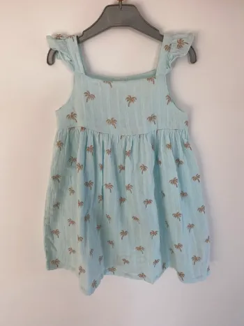 Robe dpam bleu ciel ananas doré