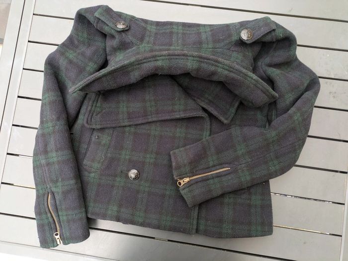 Manteau à carreaux Pimkie Taille 34 Bleu marine et vert - photo numéro 2