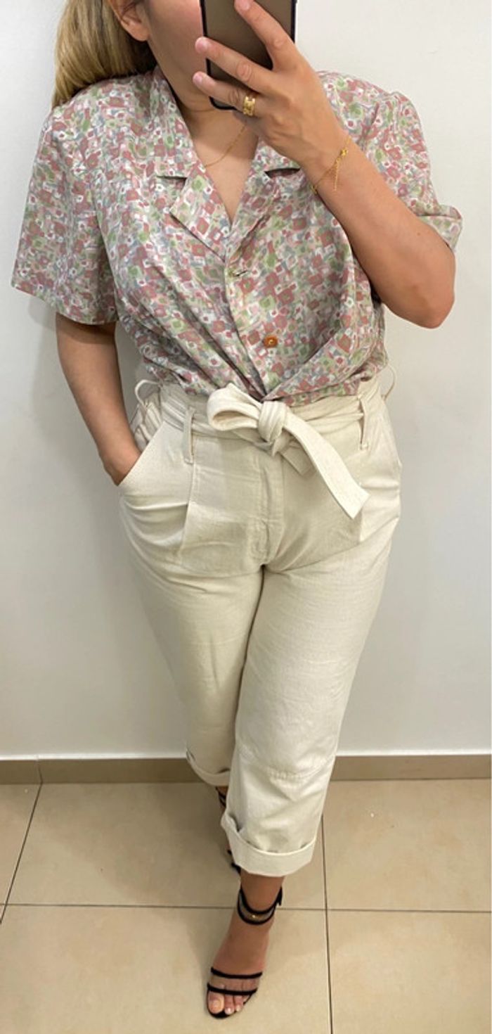 Chemise fluide vintage fait main taille 44-46 - photo numéro 2
