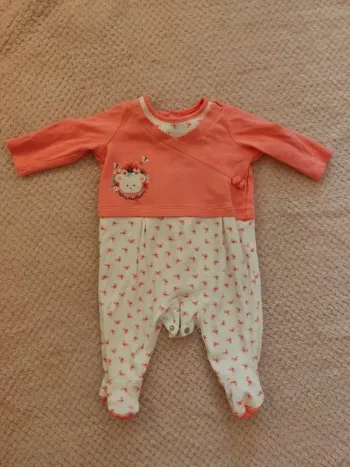 Pyjama rose et blanc sergent major 3 mois