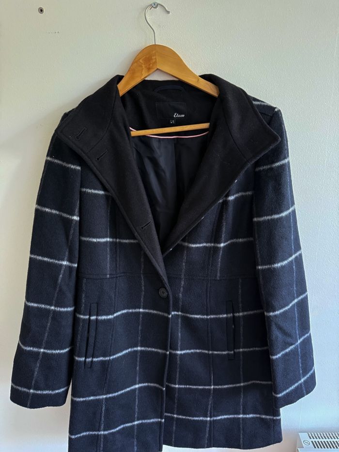 Manteau long épais bleu marine Etam taille 36 S - photo numéro 2
