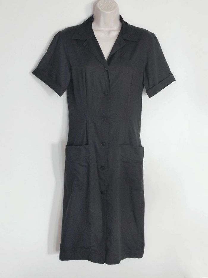 Robe chemise noire moulante vintage / Agnès B - 36/S à 38/M - photo numéro 6