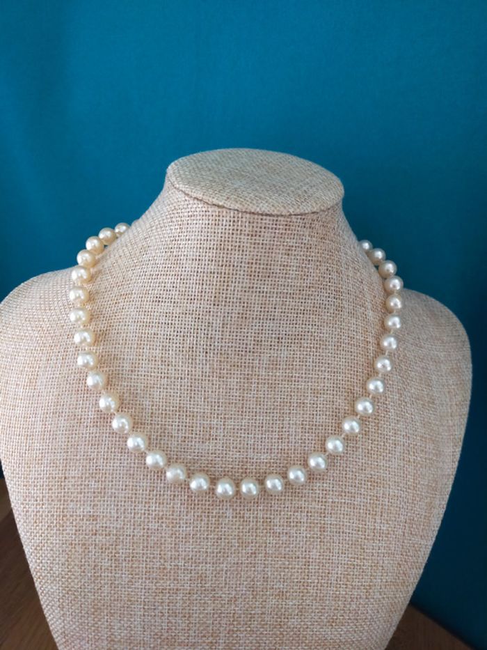 Collier perles nacrées imitation – vintage classique 40 cm – fermoir rond - photo numéro 12