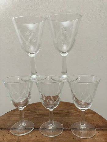Vintage-Ensemble de 5 jolis verres à vin cuit/liqueur