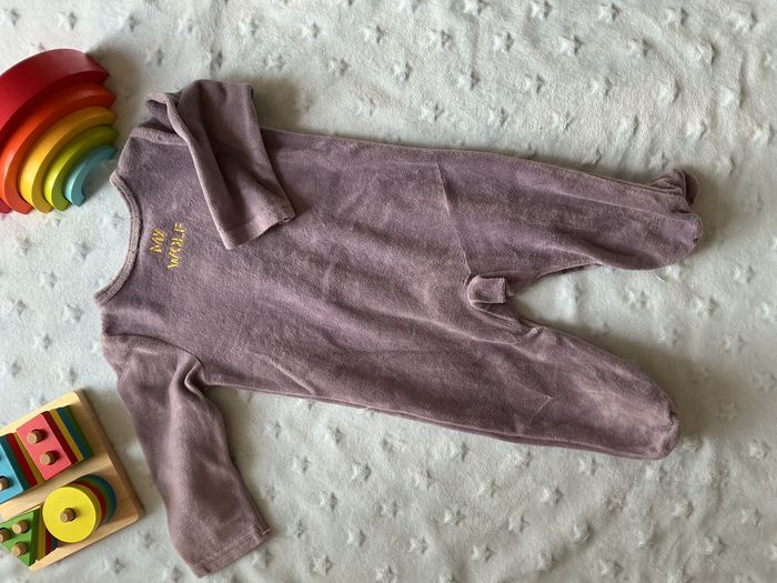 pyjama grenouillère en veloours violet mixte ouverture devant 3 mois in extenso - photo numéro 9