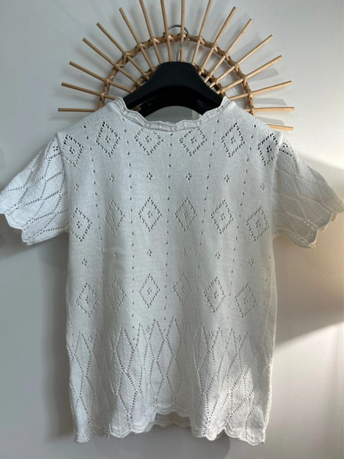 Pull maille tricot ajouré broderies Mango - photo numéro 3