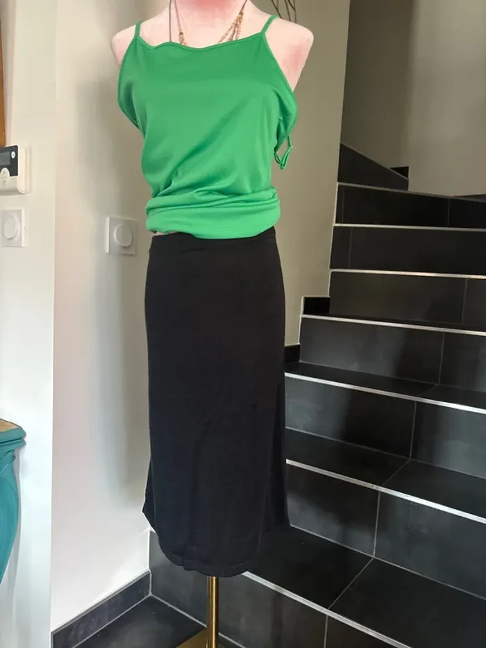 Jupe mi longue vintage t L coton/rayon