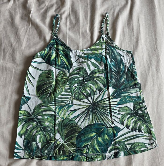 Only Débardeur Viscose Motif Tropical Vert Blanc 36 - photo numéro 2