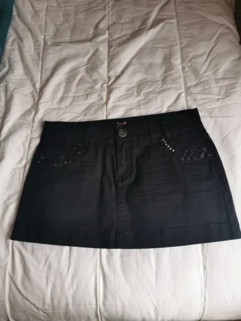 JUPE courte en jean noir neuve XL / 42 / 14·Neuf sans étiquette·Jennyfer