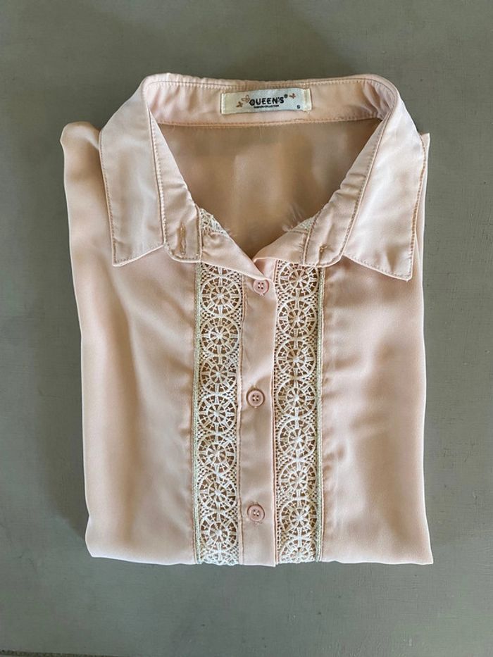 Chemise Queens beige clair avec broderies taille S - photo numéro 17