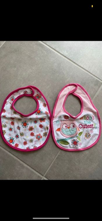 Lot de 2 bavoirs fille Chouette