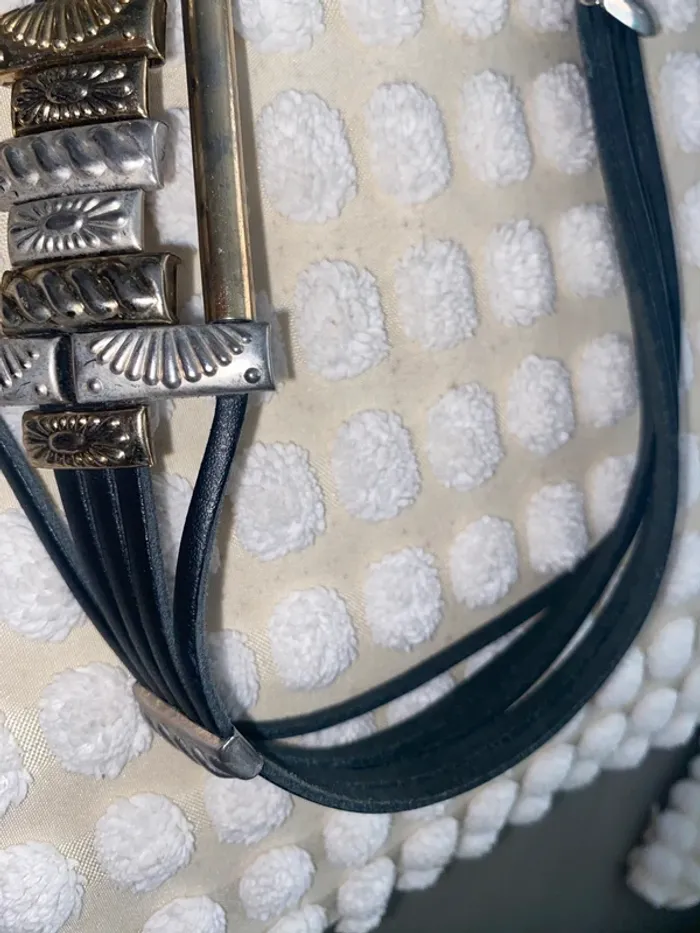Ceinture vintage en cuir et strass - photo numéro 3