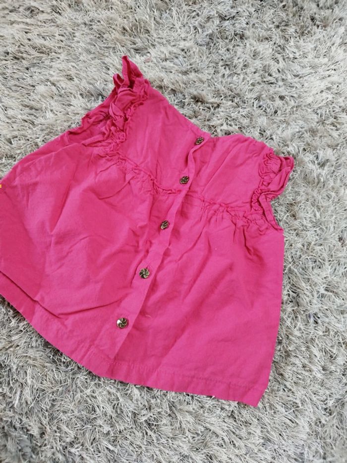 Magnifique t-shirt été bébé fille taille 6 mois rose fushia sergent major - photo numéro 4
