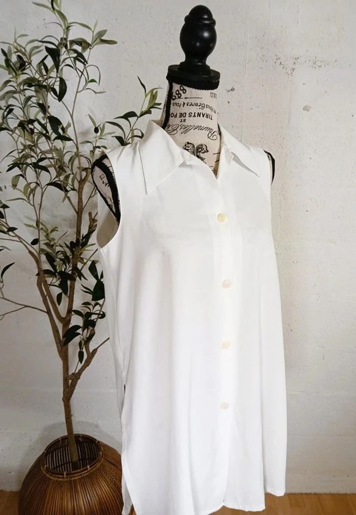 👚 Chemise longue sans manches blanche – Taille 38/40 – Très bon état - photo numéro 6