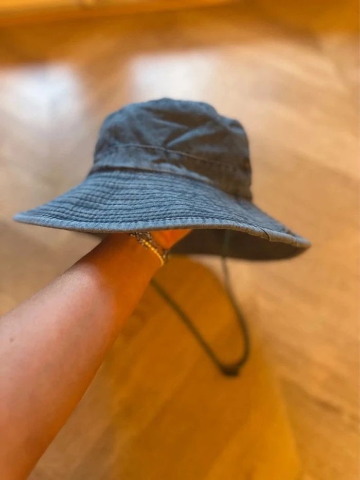 Chapeau unisexe bleu effet denim avec cordon neuf - photo numéro 6