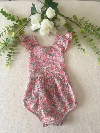 🌷 Barboteuse créatrice  – Liberty Betsy Tuileries – Taille 36 mois 🌷