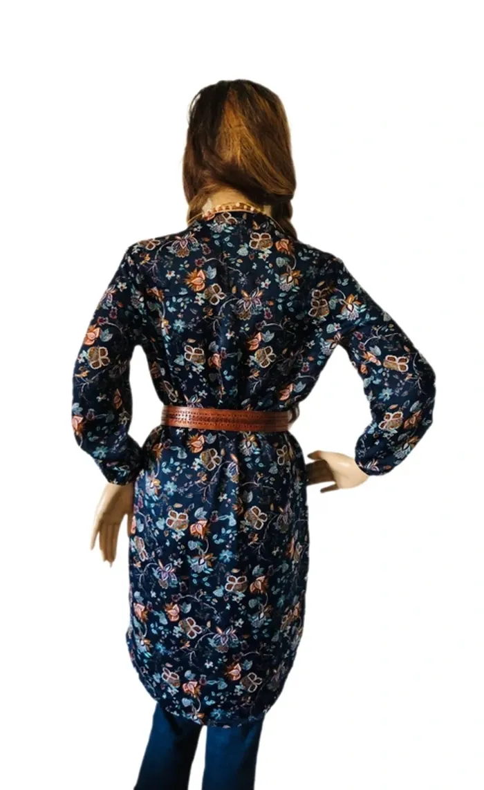 💐Tunique vintage bohème fleurie Goa S/36 Boho hippie chic floral silky Tunic💐 - photo numéro 7