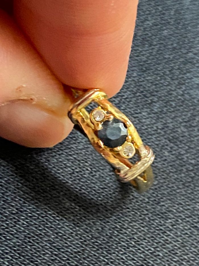 Jolie bague en plaqué or avec pierres noire et blanches T. 55 femme TBE - bijoux fantaisie - photo numéro 7