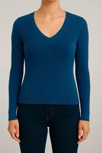 Pull torsadé Tommy Hilfiger Femme Bleu Col V