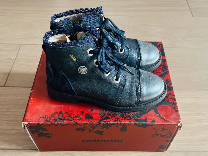 Bottines en cuir à lacets et scratch avec fermeture Catimini P-29 - photo numéro 4