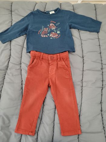 Ensemble chino rouge et sous pull tao