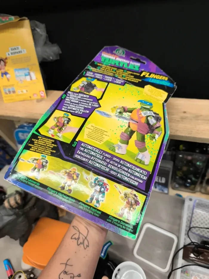 Lot tortue ninja tmnt mutant teenager turtle flingers Leonardo 2002 figurine figure action disque - photo numéro 11
