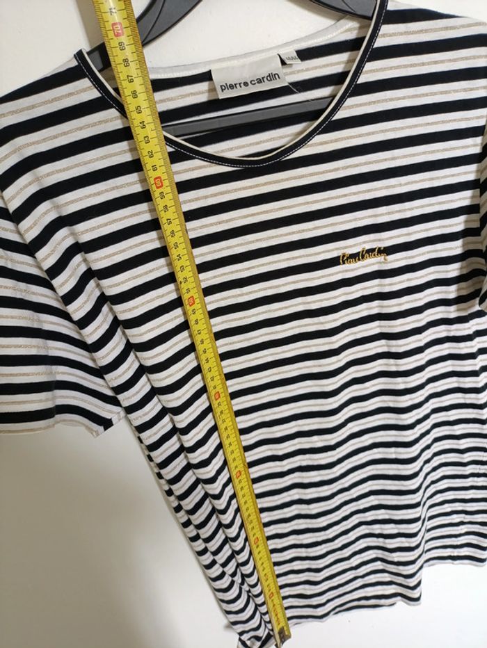 T-shirt rayé noir et blanc Pierre Cardin vintage - photo numéro 5