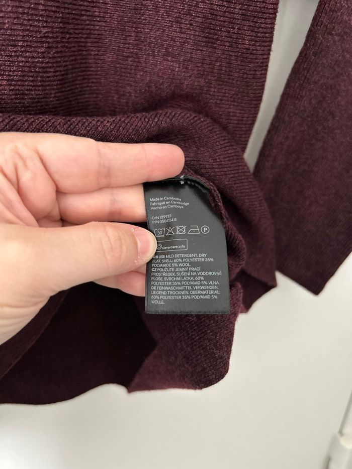 Lot 2 pulls gris et bordeaux manches 3/4 avec laine alpaga H&M M - photo numéro 9